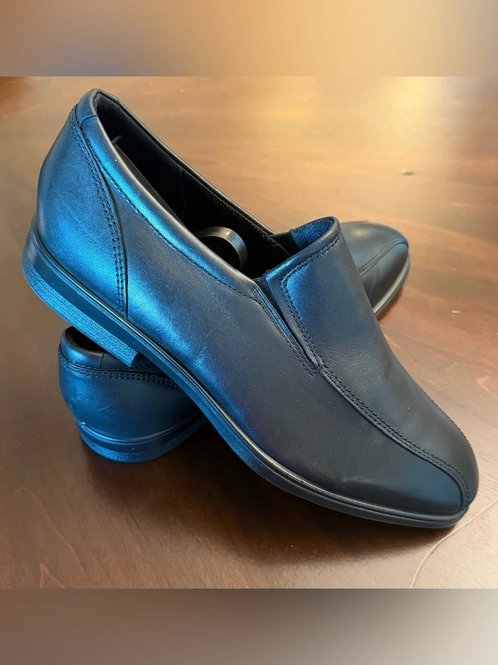 Ecco Men's Black Slip-On Leather Dress Shoes size 42